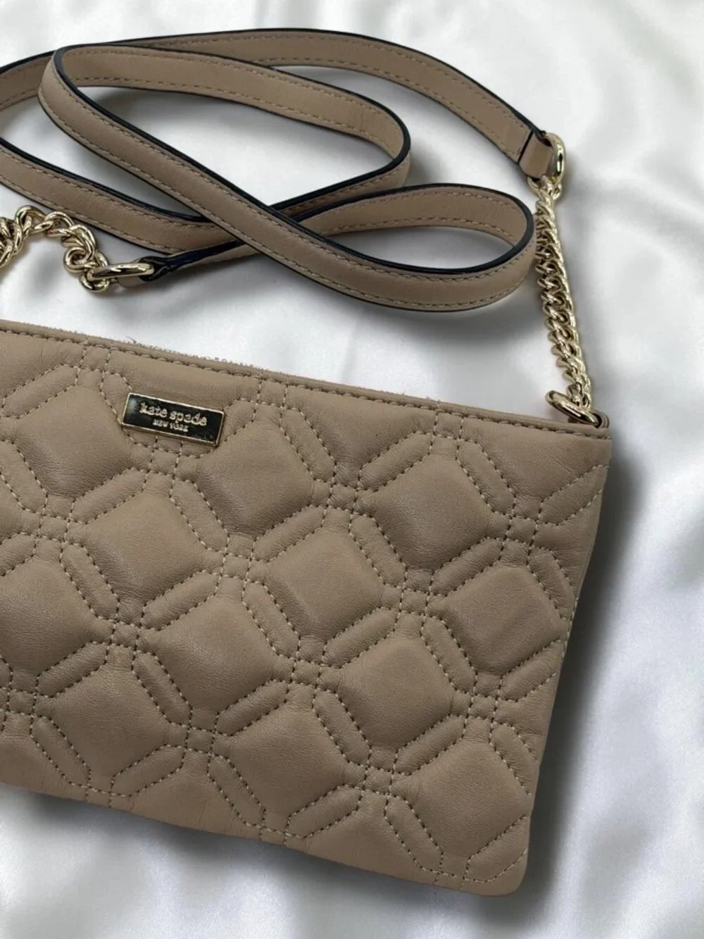 Kate Spade Nude Quilted Leather Geometric Bag